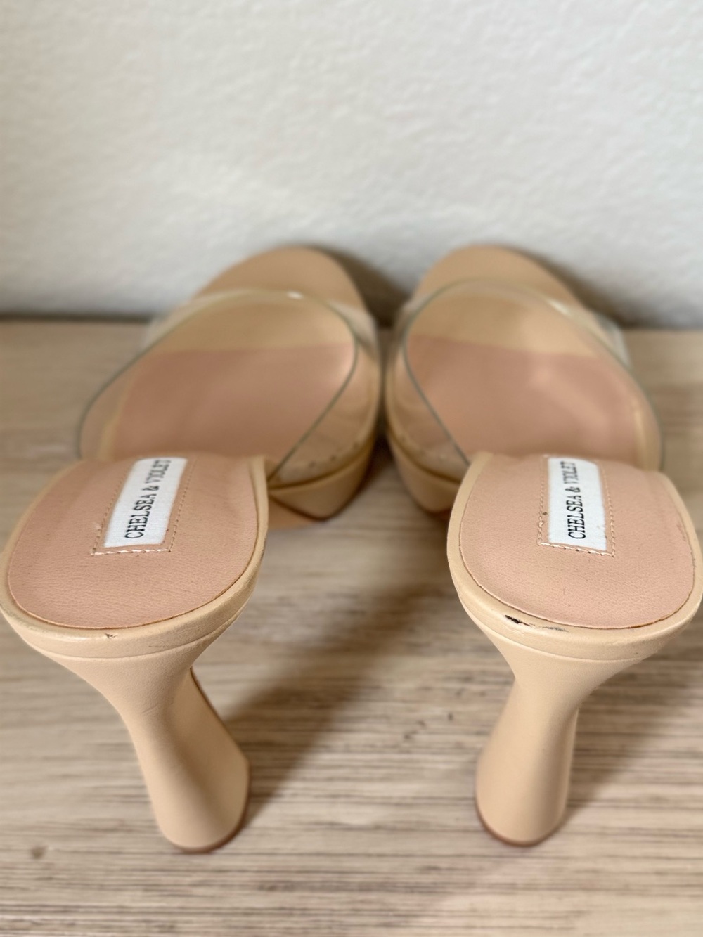 CHELSEA & VIOLET Nude Clear Strap Platform Heels . Size 9.5 - Picture 7 of 10